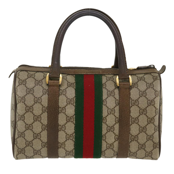 GUCCI GG Canvas Web Sherry Line Hand Bag Beige Red Green 98 02 006 Auth ki2795 - Picture 2 of 16